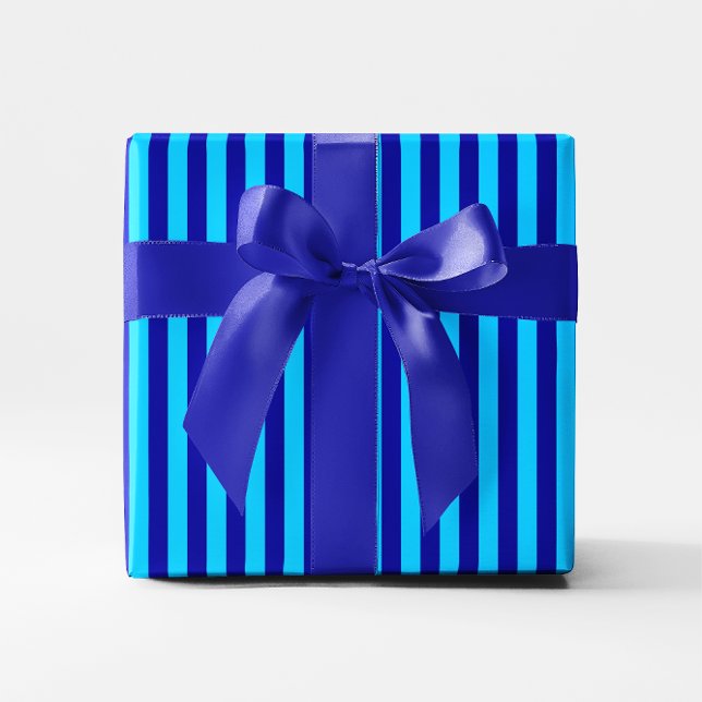 Aqua Blue Rand 2 Presentpapper (Aqua Blue Stripes 2 Wrapping Paper)