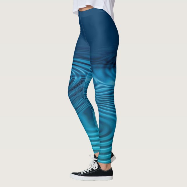 Aqua Blue Ripples Leggings (Vänster)