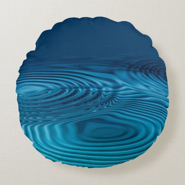 Aqua Blue Ripples Rund Kudde (Framsidan)