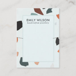 Aqua Blue Rust GreenTerrazzo Band Necklace Visning Visitkort