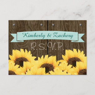 AQUA BLUE RUSTIC SUNFLOWER OSA KORT