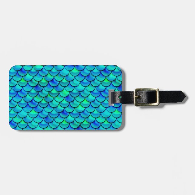 Aqua Blue Scales Bagagebricka (Horisontell Framsida)