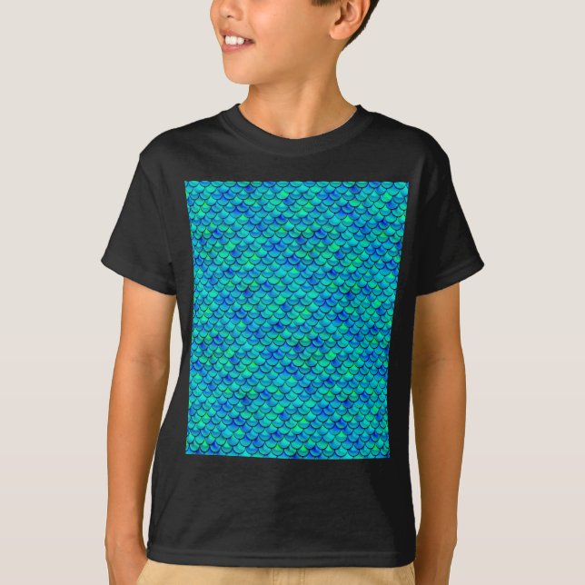 Aqua Blue Scales T-shirt (Framsida)