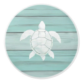 Aqua Blue Sea Turtle Faux Wood Drawer knop Knopp