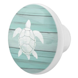 Aqua Blue Sea Turtle Faux Wood Drawer knop Knopp