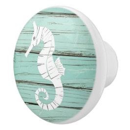 Aqua Blue Seahorse Faux Wood Drawer knopp