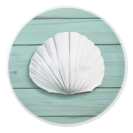Aqua Blue Seashell Faux Wood Snäcka Drawer-knapp Knopp