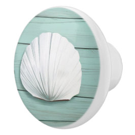 Aqua Blue Seashell Faux Wood Snäcka Drawer-knapp Knopp