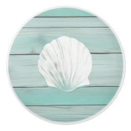 Aqua Blue Seashell Faux Wood Snäcka Drawer-knapp Knopp