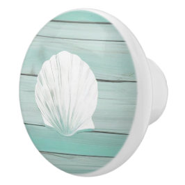 Aqua Blue Seashell Faux Wood Snäcka Drawer-knapp Knopp