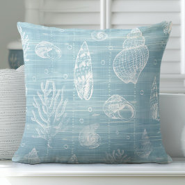 Aqua Blue Seashells Dekorativ kudde