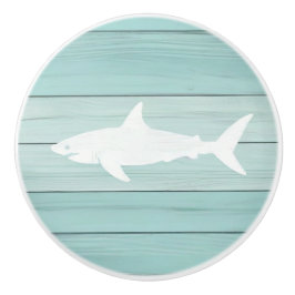 Aqua Blue Shark Faux Wood Drawer-knapp Knopp