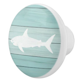 Aqua Blue Shark Faux Wood Drawer-knapp Knopp