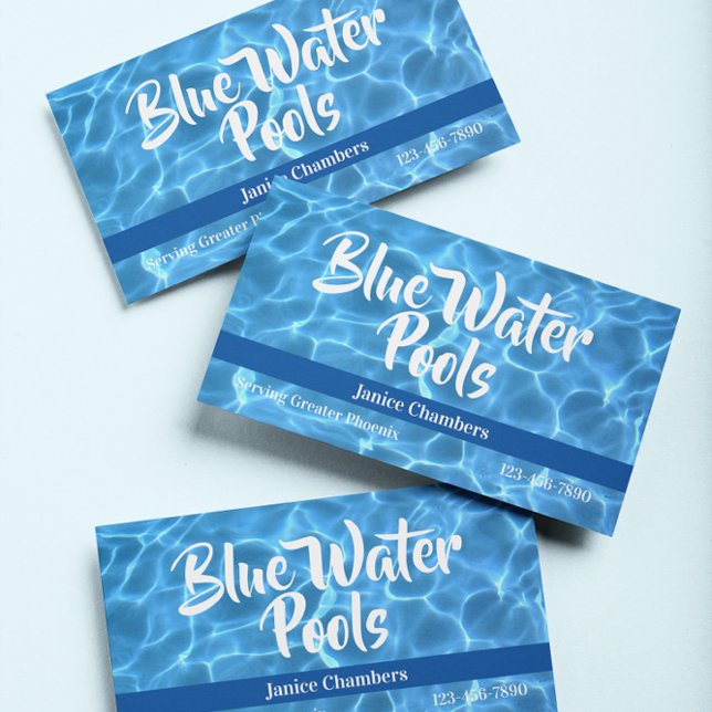 Aqua Blue Simbassäng Foto Visitkort (Swimming Pool Photo Business Cards)