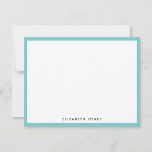 Aqua Blue Simple Modern Chic Classialist Minimalis Anteckningskort