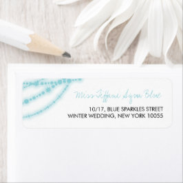 Aqua Blue Snyggt Sparkling Ljus Classy Bröllop Returadress Etikett