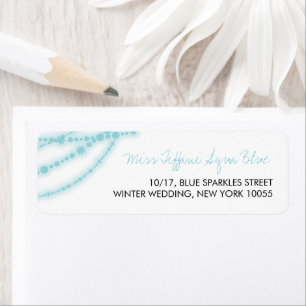Aqua Blue Snyggt Sparkling Ljus Classy Bröllop Returadress Etikett