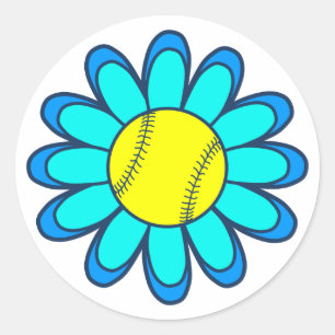 Aqua Blue Softball Girl Runt Klistermärke