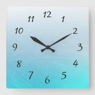 Aqua Blue Square Clock Fyrkantig Klocka