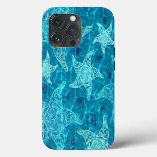 Aqua Blue Starfish Mönster