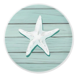 Aqua Blue Starfish Sea Star Faux Wood Drawer-knopp Knopp