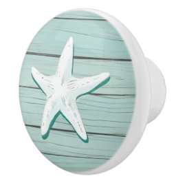 Aqua Blue Starfish Sea Star Faux Wood Drawer-knopp Knopp