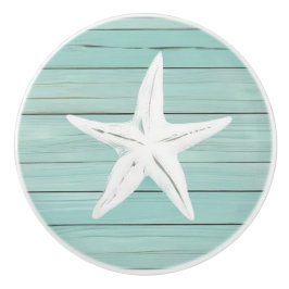 Aqua Blue Starfish Sea Star Faux Wood Drawer-knopp Knopp