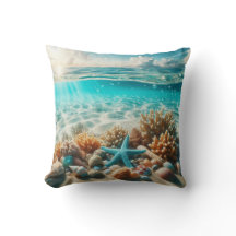 Aqua Blue Starfish Seashell Tropical Beachy