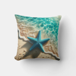Aqua Blue Starfish Shell Tropical Beach Ocean Kudde
