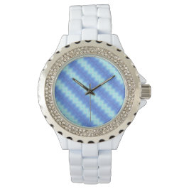 Aqua Blue Sticka Crochet Rand Struktur Mönster Armbandsur