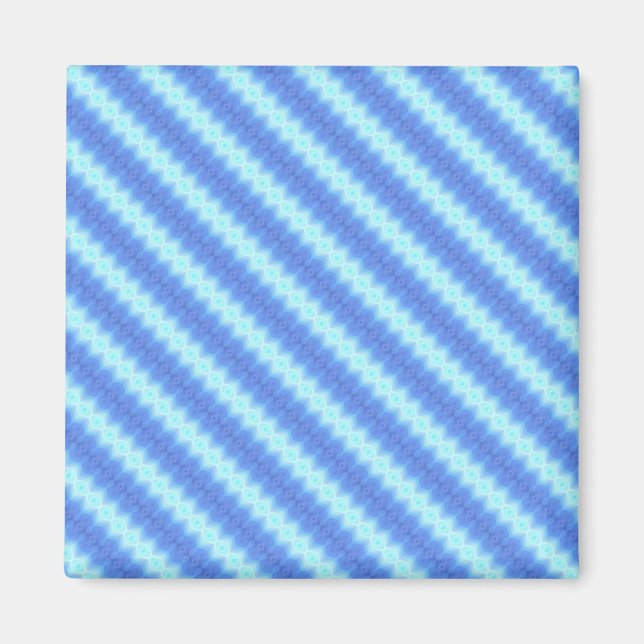 Aqua Blue Sticka Crochet Rand Struktur Mönster Magnet (Framsidan)
