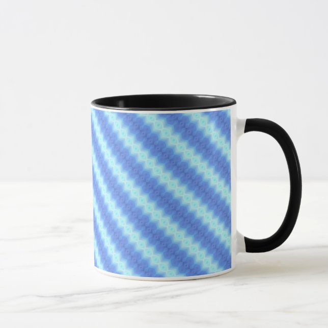 Aqua Blue Sticka Crochet Rand Struktur Mönster Mugg (Höger)