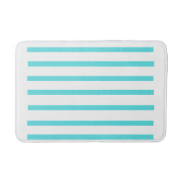 Aqua Blue Stripe Bath Mat - Modern Vågrät Badrumsmatta