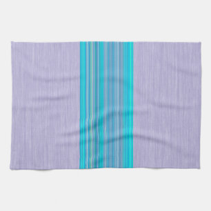 Aqua Blue Stripe Mönster på Silver Grått Kökshandduk