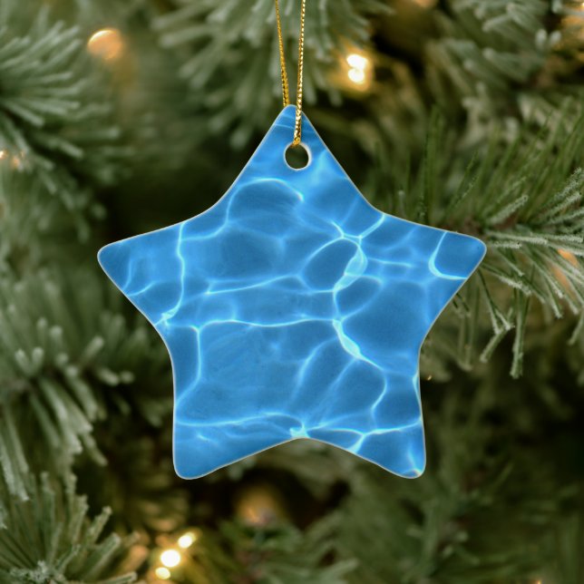Aqua Blue Swimming Bassäng Julgransprydnad Keramik (Träd)