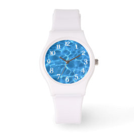 Aqua Blue Swimming Bassäng Photo White Stänk Numme Armbandsur