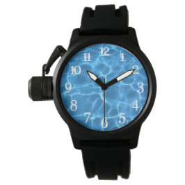 Aqua Blue Swimming Bassäng Photo White Stänk Numme Armbandsur