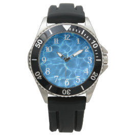 Aqua Blue Swimming Bassäng Photo White Stänk Numme Armbandsur