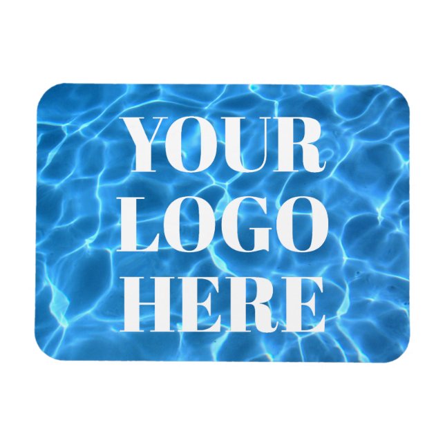 Aqua Blue Swimming Pool Photo for Your Logo Magnet (Horisontell)