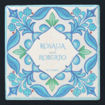 Aqua Blue Talavera-plattor med monogrammet bröllop Stenunderlägg<br><div class="desc">Personlig Practical Wedding gynnar Mexikanska golfen Talavera bröllopet och föredrar en anpassad underlägg av sten med monogrammatiskt format Aqua Blue Azulejo Talavera Spanska mexikanska plattor elegant bröllop underläggs personlig favoriserar ,  ett dynamiskt färg anpassat personlig för underlägg-personlig för bröllopsdekoder för  talavera.</div>