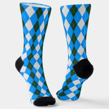 AQUA BLUE & TÄVLA GRÖNT Argyle Mönster Sockar