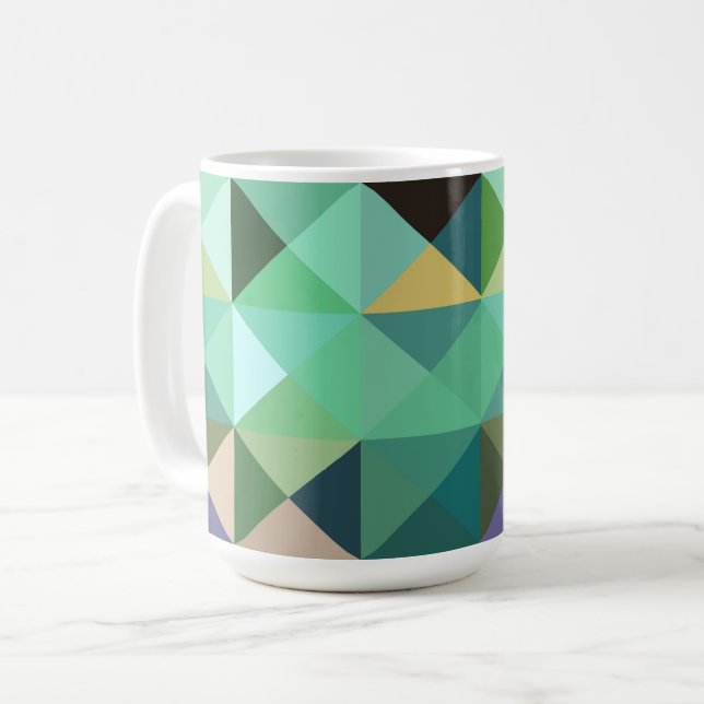 Aqua Blue Teal Abstrakt Geo Stil Mugg Kopp (Framsida vänster)