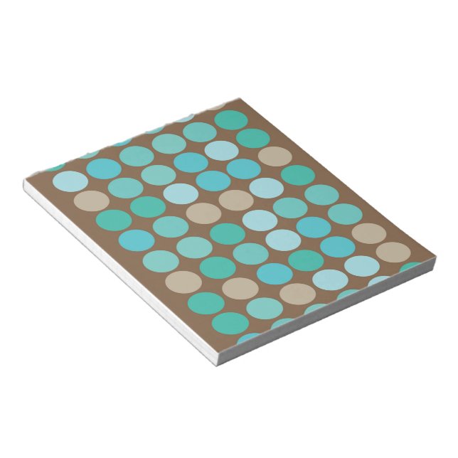 Aqua Blue Teal & Brown Dots Modern Mönster Anteckningsblock (Vinklad)