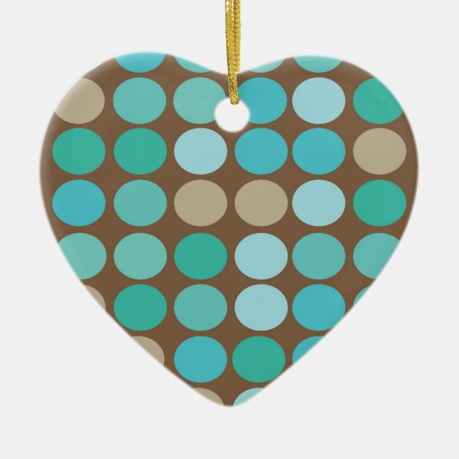 Aqua Blue Teal & Brown Dots Modern Ornament (Framsidan)
