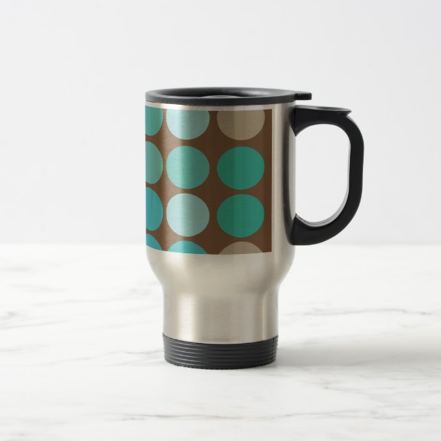 Aqua Blue Teal & Brown Dots Mönster Modern Resemugg (Höger)