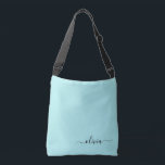 Aqua Blue Teal Girly Script Monogram Namn Modern Axelväska<br><div class="desc">Aqua Blue Teal-jubileum,  babydusch eller bachelorettpartiets gåva till någon som glam lyx och chic stilar.</div>