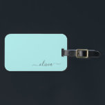 Aqua Blue Teal Girly Script Monogram Namn Modern Bagagebricka<br><div class="desc">Aqua Blue Teal Monogram Lägg till din egen Märkre i Namn Script Luggage Bag märkrn gör perfekten söt 16 födelsedag,  bröllop,  möhippa,  babydusch eller bachelorette-fest för någon som dekorerar hennes rum i stil.</div>