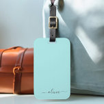 Aqua Blue Teal Girly Script Monogram Namn Modern Bagagebricka<br><div class="desc">Aqua Blue Teal Monogram Lägg till ditt eget Namn-skript Namnteckning Pillow. Märkrn i bagagepåsen gör perfekten söt 16-årsjubileum,  bröllop,  möhippa,  babydusch eller bachelorette-festgåva till någon som kärlek en chic elegant och modern stil.</div>