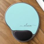 Aqua Blue Teal Girly Script Monogram Namn Modern Gel Musmatta<br><div class="desc">Aqua Blue Teal Monogram Lägg till din egen Namn-muspekare (Mouse Pad). Det gör perfekten söt 16-årsjubileum,  bröllop,  möhippa,  årsdag,  babydusch eller bachelorette-fest för någon som glam lyxen och chic stilar i kärlek.</div>