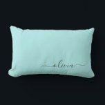 Aqua Blue Teal Girly Script Monogram Namn Modern Lumbarkudde<br><div class="desc">Aqua Blue Teal Monogram Lägg till ditt eget Namn Lumbar Pillow. Det gör perfekten söt 16-årsjubileum,  bröllop,  möhippa,  årsdag,  babydusch eller bachelorette-fest för någon som glam lyxen och chic stilar i kärlek.</div>
